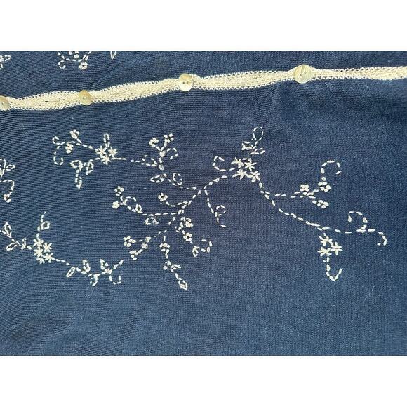 Vintage NWT Capacity Woman Short Sleeve Embroidered Cardigan Sweater Cottagecore - Picture 3 of 10